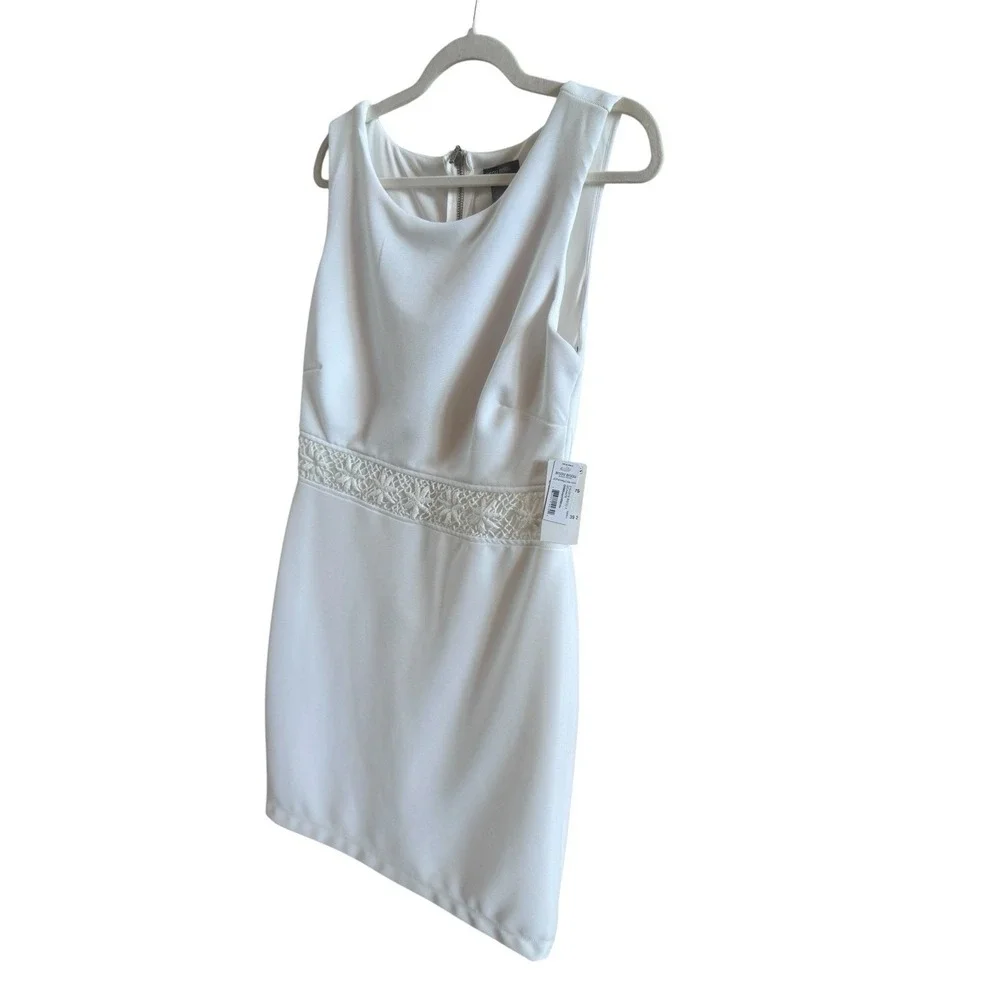 NWT Bison Bison White Sleeveless Mini Dress Sz 14 Starfish Waist Band Graduation